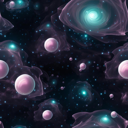 the galaxy, a stunning 3d seamless representation of the cosmos, swirls with vibrant colors and mesmerizing patterns, evoking a sense of wonder and awe, perfect for use as a futuristic wallpaper or sci-fi inspired design element, capturing the beauty of space and the mystery of the universe. ai generatedの素材