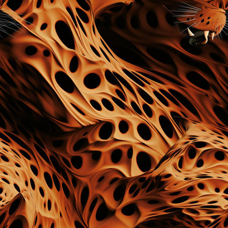 the cheetah, with its majestic spots and agile physique, is beautifully captured in this stunning 3d seamless print, perfect for adding a touch of wild elegance to any room's decor, featuring intricate details and vibrant colors that evoke the spirit of the african savannah's fastest predator. ai generatedの素材