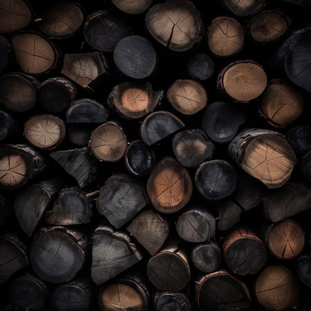 a rustic wooden plank stands out against a dramatic black background, showcasing its natural texture and earthy tones, evoking a sense of warmth and coziness, perfect for home decor inspiration or woodworking projects, highlighting the beauty of natural materials. ai generatedの素材