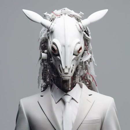 the pegasus humanoid sculpture embodies the essence of dada minimalism, featuring a sleek, modern design that blends mythological inspiration with contemporary artistry, showcasing a fusion of ancient greek mythology and avant-garde aesthetics in a striking, thought-provoking piece. ai generatedの素材