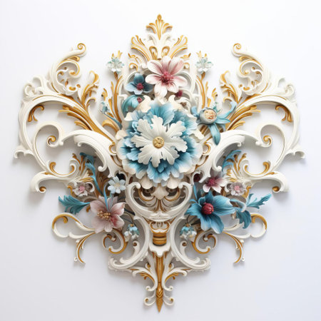 the ornate rococo revival style furniture piece stands out against a pristine white background, showcasing its intricate carvings, curved legs, and gilded details, evoking the opulence and grandeur of 18th-century european design, perfect for interior design inspiration and antique furniture enthusiasts. ai generatedの素材