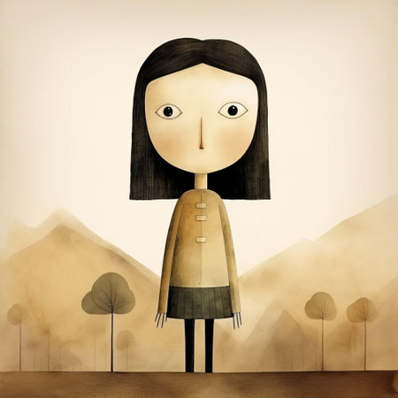 the weeping woman, a hauntingly beautiful illustration by jon klassen, showcases a mysterious female figure cloaked in shadows, her sorrowful eyes and delicate features evoking a sense of melancholy, perfect for fans of dark whimsy and atmospheric art, reminiscent of gothic fairy tales and mysterious landscapes. ai generatedの素材