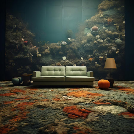 the carpet wallpaper features a stunning floral pattern in soft, muted tones, evoking the warmth and coziness of a traditional persian rug, perfect for adding a touch of elegance and sophistication to any room's interior design, ideal for living rooms, bedrooms, and home offices. ai generatedの素材