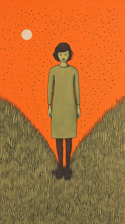 the plain risograph artwork stands out against a muted olive background, evoking a sense of earthy simplicity and understated elegance, perfect for those who appreciate minimalist design and subtle color palettes in their art and decor. ai generatedの素材