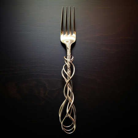 the fork, crafted from a single piece of wire, showcases a unique blend of minimalist design and functional simplicity, perfect for outdoor enthusiasts and eco-conscious individuals seeking a sustainable alternative to traditional utensils for camping, hiking, or picnicking. ai generatedの素材
