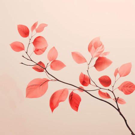 autumn leaves, delicately drawn in a minimalist style, stand out against a subtle background, evoking feelings of serenity and simplicity, perfect for nature lovers and fans of seasonal decor, adding a touch of elegance to any room with their understated beauty and earthy tones. ai generatedの素材