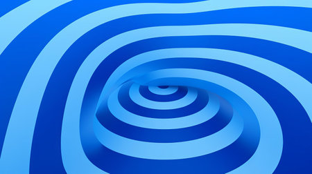 the geometric pattern features a mesmerizing minimal design with a dominant blue hue, showcasing the principles of op art, an optical illusion style that plays with shapes and colors to create a sense of movement and visual tension. ai generatedの素材