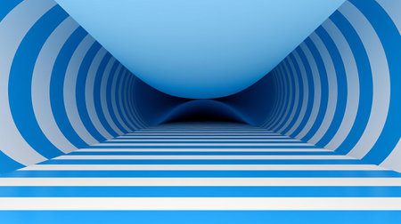 the mesmerizing blue op art pattern features intricate geometric shapes and swirling lines that create a hypnotic visual effect, evoking a sense of futuristic minimalism and retro chic, perfect for adding a touch of psychedelic flair to any modern space or design project. ai generatedの素材