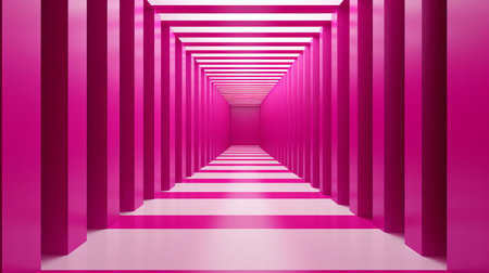 the geometric pattern features a mesmerizing fusion of minimal design elements and vibrant fuchsia hues, evoking the psychedelic spirit of op art, creating a visually striking and thought-provoking visual experience that explores the boundaries of modern art and design. ai generatedの素材