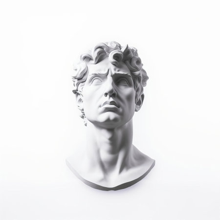 the sculpture showcases a stunning example of mannerism minimal art, elegantly posed on a pristine white isolated background, highlighting the intricate details and subtle curves of the piece, perfect for art enthusiasts and designers seeking inspiration for modern decorative accents. ai generatedの素材