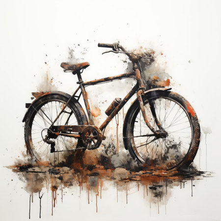 the sleek bike stands out against a pristine white background, showcasing its shiny chrome handlebars, vibrant red seat, and sturdy wheels, perfect for a leisurely ride on a sunny day or a thrilling adventure on a mountain trail, capturing the essence of freedom and joy. ai generatedの素材