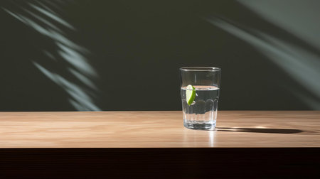 the refreshing sprite bottle sits elegantly on the table, showcasing a perfect blend of simplicity and style in this minimalist setup, captured from a varied angle to highlight its sleek design and vibrant green color, evoking feelings of serenity and tranquility. ai generatedの素材