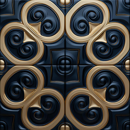 the pattern features a stunning arrangement of tough, intricately designed silk tiles in a seamless shape, creating a mesmerizing visual effect that adds elegance and sophistication to any interior design, perfect for modern homes and offices. ai generatedの素材