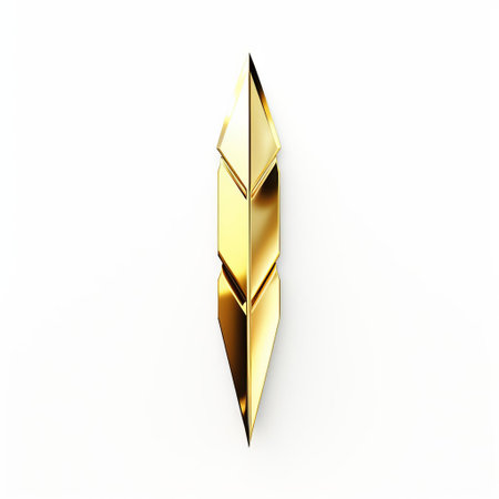 a gold arrow, symbolizing precision and direction, stands out against a pristine white isolated background, evoking feelings of luxury and sophistication, perfect for designs requiring a touch of elegance and refinement in graphic art, advertising, and digital media. ai generatedの素材