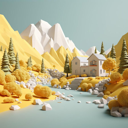 mountain peaks rise gently in this serene minimalist 3d landscape, where simplicity meets elegance, evoking a sense of calmness and tranquility, perfect for nature lovers and fans of abstract art, featuring soft earthy tones and subtle textures that invite contemplation and relaxation. ai generatedの素材