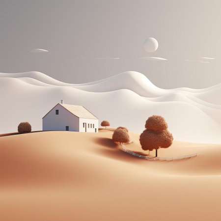 mountainous landscape stretches across the horizon, simplified to its essence in a stunning minimalist 3d representation, featuring rolling hills, serene lakes, and towering peaks, evoking a sense of tranquility and calmness, perfect for digital art enthusiasts and nature lovers alike. ai generatedの素材