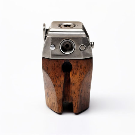 a pencil sharpener sits isolated on a pristine white background, its sleek design and sharp blades waiting to transform dull pencils into precise writing instruments, perfect for artists, students, and office workers seeking to unleash their creativity and productivity. ai generatedの素材