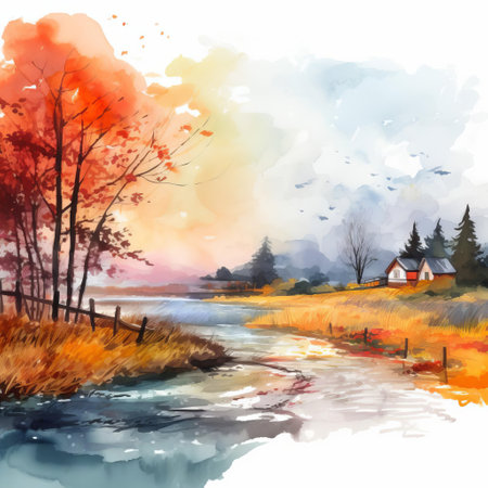landscapes come alive with these vibrant watercolor brushes, featuring soft, delicate strokes and subtle color blends, perfect for capturing serene skies, majestic mountains, and lush forests, evoking a sense of tranquility and wonder in every artistic creation. ai generatedの素材