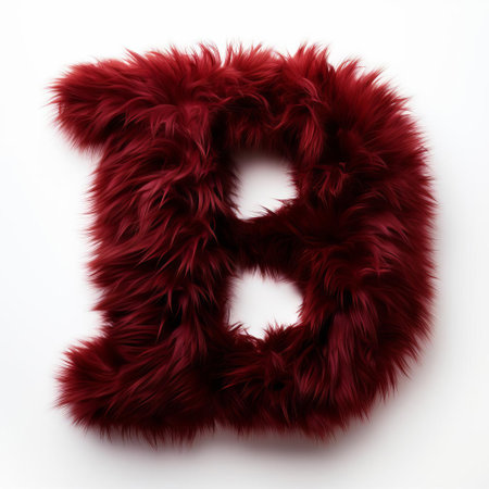 the letter b, adorned in a rich maroon hue, stands out against a crisp white background, its furry texture adding a playful touch, perfect for alphabet learning, nursery decor, and educational materials, evoking a sense of childhood wonder and creativity. ai generatedの素材