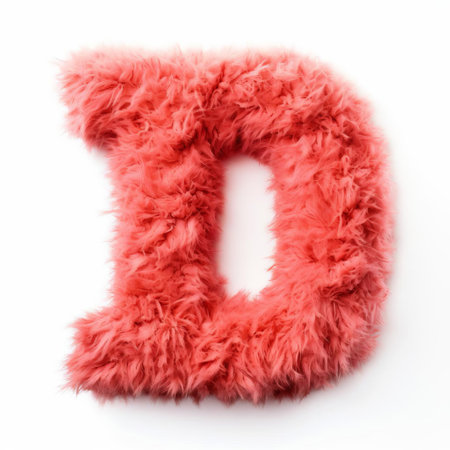 coral furry letter t on a white background stands out with its vibrant color and soft, fuzzy texture, adding a playful touch to any design or decoration, perfect for creating a unique and eye-catching visual statement in graphic design, typography, and photography. ai generatedの素材