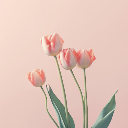 the tulip, a timeless and elegant flower, takes center stage against a simple, minimal, and vintage-inspired background, evoking a sense of nostalgia and sophistication, perfect for adding a touch of classic charm to any design or decor, ideal for spring and floral-themed projects. ai generatedの素材