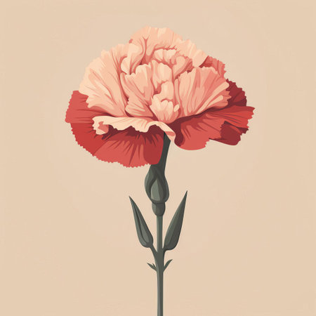 the carnation, a timeless and elegant flower, takes center stage against a soft, muted background, evoking a sense of nostalgia and simplicity, perfect for adding a touch of vintage charm to any design or project, with its delicate petals and subtle color palette. ai generatedの素材