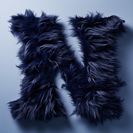 the majestic navy furry letter w stands out prominently on a pristine white background, evoking a sense of sophistication and elegance, perfect for design enthusiasts and typography lovers seeking unique alphabet inspiration for their creative projects and artistic expressions. ai generatedの素材