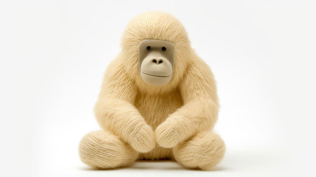 the adorable knitted gorilla toy sits proudly against a crisp white background, showcasing its intricate stitching and soft, plush texture, perfect for cuddling and playtime, making it a delightful addition to any nursery or child's toy collection, ideal for kids and adults alike. ai generatedの素材