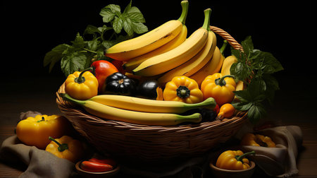 the plantain, a staple ingredient in many cuisines, is showcased in this appetizing product photography, perfect for delivery food services, highlighting its vibrant yellow skin and creamy white flesh, evoking feelings of warmth and comfort, ideal for online food ordering and meal kit platforms. ai generatedの素材