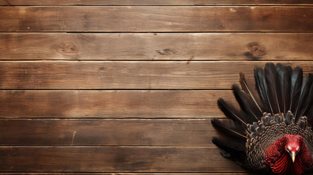 the turkey, perfectly roasted to golden brown perfection, sits majestically on a rustic wood table, surrounded by fresh herbs and garnishes, evoking the warmth and comfort of a traditional holiday feast, perfect for a family gathering or special occasion dinner. ai generatedの素材