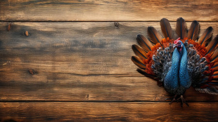 the roasted turkey sits majestically on a rustic wood table, its golden brown skin glistening in the light, surrounded by fresh herbs and garnishes, evoking a sense of warmth and comfort, perfect for a family gathering or holiday feast, with a natural and earthy ambiance. ai generatedの素材