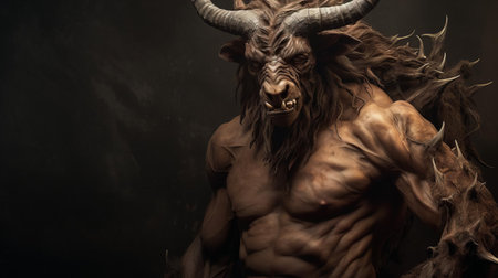 the centaur, a mythological creature, stands majestically in this captivating portrait photograph, showcasing its unique hybrid features, blending human intelligence with equine strength, set against a mystical background, evoking ancient greek mythology and fantasy, perfect for art enthusiasts and fans of mythological creatures. ai generatedの素材