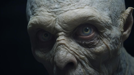 the cyclopes hybrid, a mythical creature with one eye, is majestically captured in this stunning portrait photograph, showcasing its powerful physique, intricate scales, and mesmerizing gaze, blending fantasy and realism in a work of art that sparks imagination and curiosity about ancient greek mythology and legendary beasts. ai generatedの素材