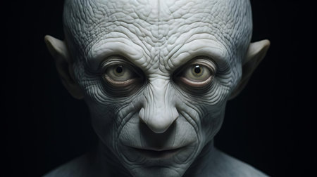 the cyclopes hybrid, a mythical creature with a single eye in the middle of its forehead, gazes intensely into the camera lens, its rugged skin and powerful muscles exuding a sense of ancient strength, blending the fierce features of a cyclops with the majestic beauty of a hybrid being, evoking a sense of wonder and fantasy. ai generatedの素材