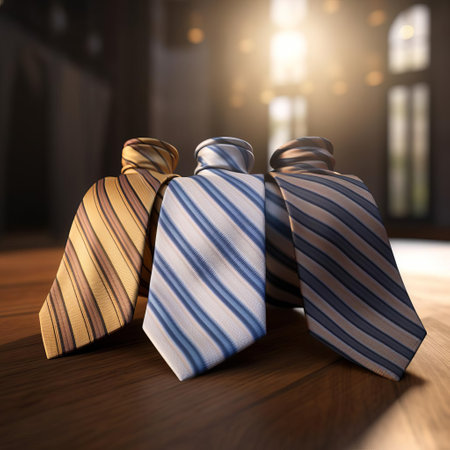ties are elegantly draped across a sleek, modern background in this stunning 3d render digital rendering, showcasing intricate patterns and textures that evoke a sense of sophistication and luxury, perfect for fashion designers, stylists, and enthusiasts of men's accessories. ai generatedの素材