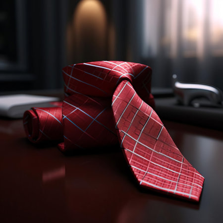 the tie, intricately designed in a 3d render digital rendering, showcases a stunning blend of modern technology and classic elegance, with precise folds and textures that mimic the real thing, perfect for fashion designers, stylists, and enthusiasts to visualize and refine their designs in a virtual environment. ai generatedの素材