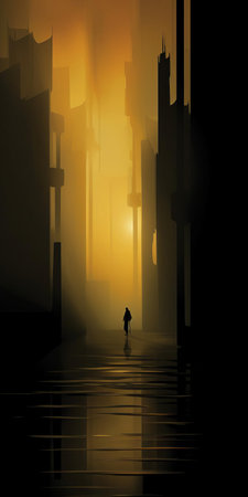 "moonlit harbor scene: a solitary figure stands at the edge of a misty dock, surrounded by eerie shadows and faintly glowing street lamps, evoking a sense of mystery and contemplation, reminiscent of leon spilliaert's dreamlike and hauntingly beautiful nocturnal landscapes.", ai generatedの素材