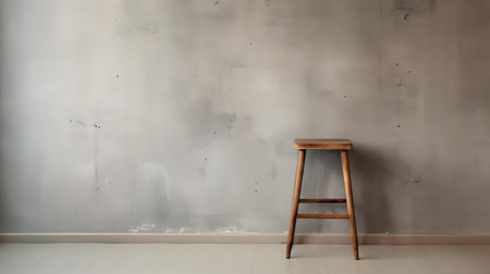 the minimalist living room features a sleek stool positioned beneath a vast empty wall space, perfect for showcasing a statement piece of modern art, a vibrant tapestry, or a collection of eclectic decorative items, adding a touch of personality to the room's clean lines and neutral tones. ai generatedの素材