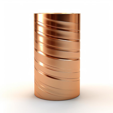 the cylinder, a three-dimensional geometric shape, sits prominently on a pristine white isolated background, showcasing its symmetrical curves and sleek lines, perfect for illustrating mathematical concepts, engineering designs, or industrial applications in a clean and minimalist visual context. ai generatedの素材