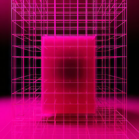 the grid, a mesmerizing visual composition, showcases a stunning magenta hue against a clean, minimalistic backdrop, evoking a sense of modernity and sophistication, perfect for fans of contemporary design, abstract art, and bold color schemes. ai generatedの素材