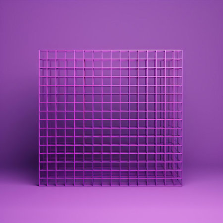 the grid, a mesmerizing visual composition, showcases a stunning violet hue, evoking a sense of calmness and serenity, perfect for modern interior design and digital art enthusiasts, featuring a clean and minimalistic aesthetic that exudes sophistication and elegance. ai generatedの素材
