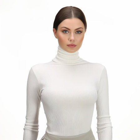 the turtleneck sweater stands out against a crisp white background, showcasing its classic design and versatility for casual or formal wear, perfect for layering under jackets or on its own during the chilly winter months, ideal for fashion enthusiasts and style-conscious individuals. ai generatedの素材
