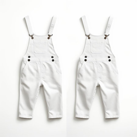 overalls stand out against a crisp white background, showcasing the casual and comfortable design of these versatile pants, perfect for everyday wear, outdoor activities, and relaxed fashion statements, evoking a sense of simplicity and effortless style. ai generatedの素材