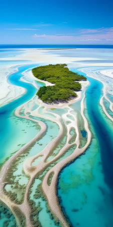 the atoll field, a stunning coral reef ecosystem, stretches as far as the eye can see, captured in breathtaking aerial photography by national geographic, showcasing the crystal-clear turquoise waters and vibrant marine life, shot using a dji drone to highlight the beauty of this fragile environment. ai generatedの素材