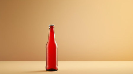 the belgian dubbel beer bottle stands elegantly on a rustic wooden table, surrounded by subtle shadows, showcasing the beauty of minimalist simple art in still life photography, highlighting the rich, dark tones of the brew and the classic curves of the bottle. ai generatedの素材