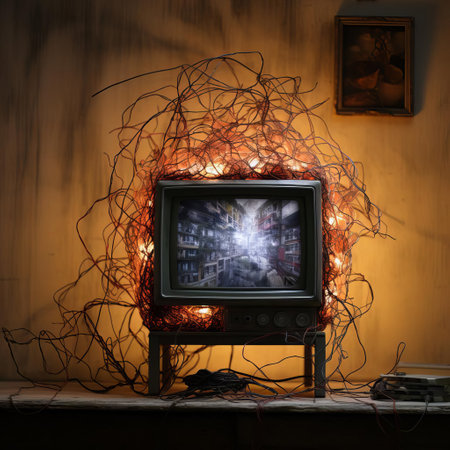the sculptural tv, crafted from intricately bent and twisted wire, showcases a mesmerizing blend of modern art and functional design, perfect for adding an edgy touch to any living room or office space, while also sparking conversations about innovative technology and creative reuse of materials. ai generatedの素材