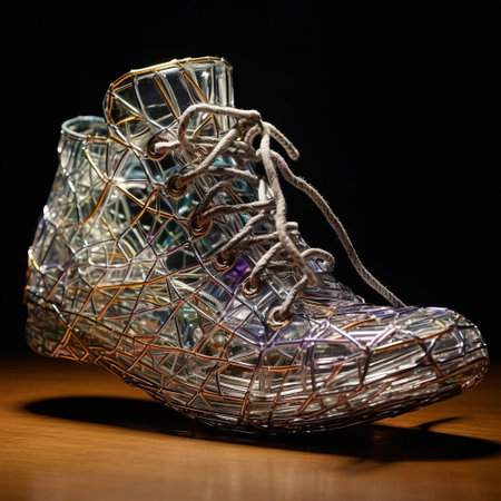 the wire shoe is a unique and innovative footwear design, crafted from intricately woven metal wires to create a durable and stylish accessory, perfect for fashion enthusiasts and art lovers, showcasing exceptional craftsmanship and attention to detail in every twist and turn. ai generatedの素材