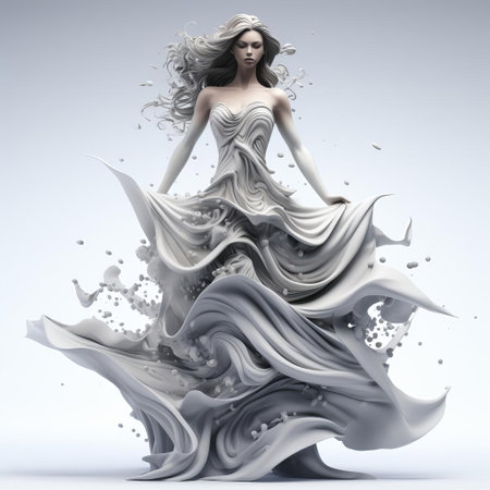 the 3d storm figure stands out against a pristine white background, its intricate details and dynamic pose capturing the intensity of a turbulent weather phenomenon, perfect for visual representations of climate change, natural disasters, or futuristic sci-fi scenes. ai generatedの素材