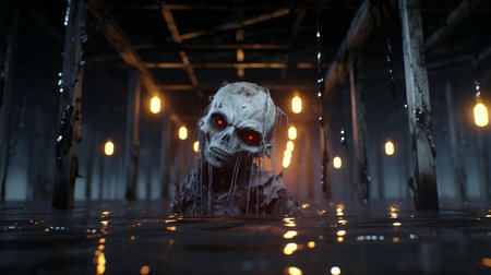 the horror game, set in a dark and foreboding atmosphere, utilizes the powerful unreal engine 5 to deliver a terrifying experience in stunning 4k resolution, complete with eerie sound design, jump scares, and intense action sequences that will keep players on the edge of their seats. ai generatedの素材