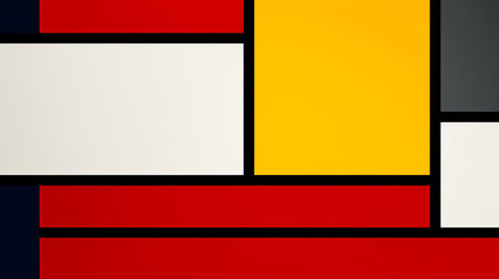 de stijl wallpapers showcase the iconic geometric abstraction and primary color palette of the influential art movement, characterized by clean lines, rectangular forms, and a limited color scheme, evoking a sense of modernity and simplicity in interior design and decoration. ai generatedの素材